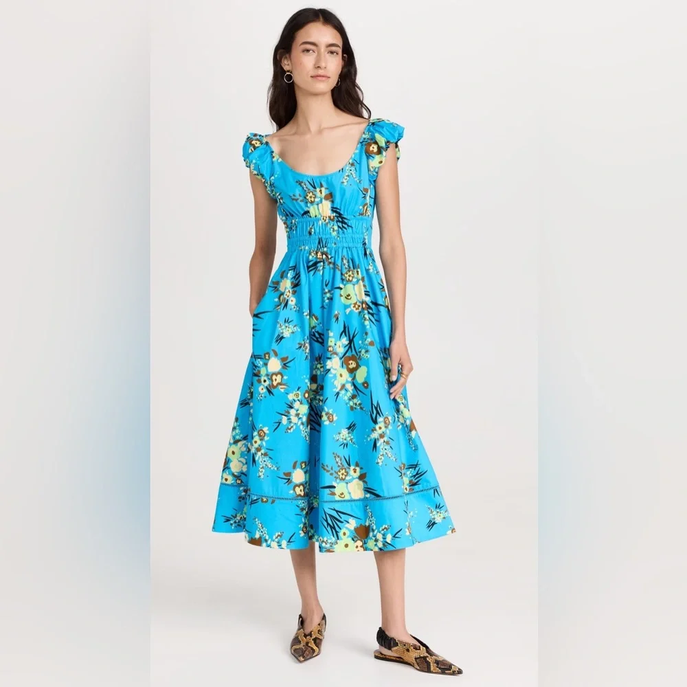 NWT $448 Tory Burch Printed Scoop-Neck Dress